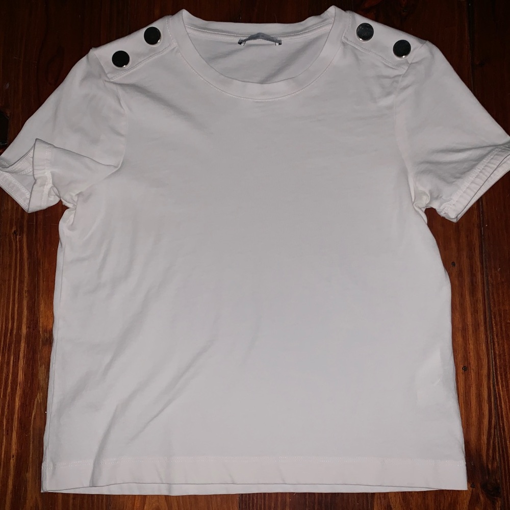 Zara basics collection white crew neck shirt small
